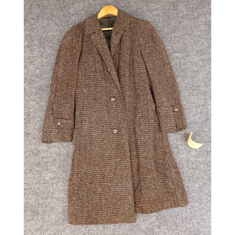 Vtg 50s Steins Rochester Men Donegal Tweed Overcoat Fleck Wool Brown Coat 40 M
